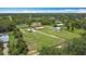 Attractive aerial view of a home with green lawn, mature trees and outbuildings at 4160 Packard Avenue, St Cloud, FL 34772