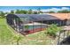 An enclosed pool in a screened lanai, framed by lush greenery and a well-maintained lawn at 4160 Packard Avenue, St Cloud, FL 34772