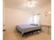Bedroom with vaulted ceiling, carpet, fan, and window with curtains at 1672 Canoe Creek Rd, Oviedo, FL 32766