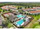 Aerial view capturing the community's amenities, including pools, tennis courts, playgrounds, and residential homes at 3578 Cortland Dr, Davenport, FL 33837