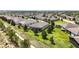 Scenic aerial view of homes with screened lanais, lush lawns, and beautiful landscaping in a quiet community at 3744 Quaint Ln, Clermont, FL 34711