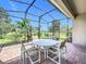 Enjoy outdoor dining on the screened patio, surrounded by lush landscaping for ultimate relaxation at 3744 Quaint Ln, Clermont, FL 34711