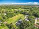 Beautiful aerial shot of a home with a screened in pool with lots of luscious surrounding landscape at 4942 Eden View Ct, Orlando, FL 32810