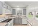 Updated kitchen featuring granite countertops and gray cabinetry at 5436 E Michigan St # 7, Orlando, FL 32812