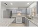 Modern kitchen with gray cabinets, stainless steel appliances, and granite countertops at 5436 E Michigan St # 7, Orlando, FL 32812