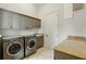 Functional laundry room with modern washer and dryer units and ample counter space at 1425 Dunbrooke Loop, Longwood, FL 32779