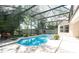 A sparkling blue pool surrounded by lush greenery within a screened enclosure at 1586 Antoinette Ct, Oviedo, FL 32765