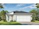 Charming single-story home showcasing a modern design with a two-car garage and a well-manicured lawn at 1916 Diamond Head Cir, Lake Hamilton, FL 33851