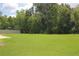 Expansive grassy back yard with mature trees beyond the back fence at 2543 Chapala Dr, Kissimmee, FL 34746