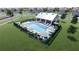 Community pool with ample seating and shaded lounge area surrounded by green space at 2547 Long Pine Ave, Apopka, FL 32712