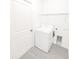 A well lit laundry room, featuring a standard washing machine and metal shelving at 313 Bass Ct, Kissimmee, FL 34759