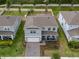 Aerial view of a two-story home with a covered front porch, a two-car garage, and a well-maintained front lawn at 4007 Meandering Bay Dr, Apopka, FL 32712