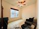 This bright room has a window, ceiling fan and tile flooring at 4900 Beach Blvd, Orlando, FL 32803