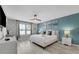 Beautifully staged bedroom features a king bed with tasteful decor and plenty of natural light at 720 Gardenia Ln, Davenport, FL 33897