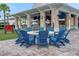 Outdoor fire pit with blue Adirondack chairs, perfect for relaxing with friends and Gathering at 720 Gardenia Ln, Davenport, FL 33897