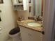 Bathroom with white cabinetry, granite countertops, and tile flooring at 101 Grand Plaza Dr # P40, Orange City, FL 32763