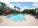 Community pool featuring sun loungers, palm trees, and a sparkling blue swimming pool at 2901 Ashford Park Pl, Oviedo, FL 32765