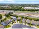 Aerial view of new homes with solar panels, close to the highway, offering convenient access to nearby amenities at 3172 Jade Tree Pt, Oviedo, FL 32765