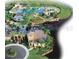 Aerial view of a community pool, playground, and homes in a lush, green setting at 8495 Lake Amhurst Trl, Orlando, FL 32829