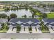 A lovely aerial view of townhomes with a pond and water feature creating a peaceful residential setting at 1275 Shallcross Ave, Orlando, FL 32828