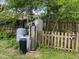 Backyard view showcasing the home's water filtration and softening system near the fence at 211 Valencia Rd, Debary, FL 32713