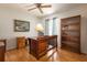Functional home office with hardwood floors, natural light, and ample storage at 342 Lakebreeze Cir, Lake Mary, FL 32746