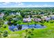 Beautiful aerial shot showcases a home with a screened pool overlooking a serene pond at 526 Sabal Trail Cir, Longwood, FL 32779