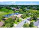 An aerial view of a single-Gathering home with a screened pool, lush greenery, and waterfront views at 526 Sabal Trail Cir, Longwood, FL 32779