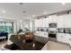 Kitchen island with granite countertops, stainless steel appliances, and barstool seating at 884 Golden Bear Dr, Reunion, FL 34747