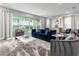 Bright living room featuring a lake view, modern furniture, and stylish decor at 884 Golden Bear Dr, Reunion, FL 34747