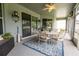 Covered patio with tile flooring, ceiling fan and patio table at 1780 Nature Cove Ln, Clermont, FL 34711