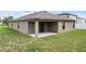 Back exterior showcasing the covered patio, stucco siding, and well-maintained landscaping at 257 Fig Ct, Kissimmee, FL 34759
