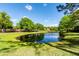 Picturesque pond surrounded by lush greenery, providing a serene and scenic community amenity with shade trees at 3753 Heirloom Rose Pl, Oviedo, FL 32766