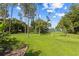 Spacious backyard with healthy green grass, mature landscaping, and a glimpse of a tennis court at 9326 Bay Vista Estates Blvd, Orlando, FL 32836