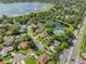 Aerial view of a community featuring a lake, tennis courts, pools, and well-maintained homes at 9326 Bay Vista Estates Blvd, Orlando, FL 32836