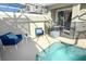 Relaxing outdoor pool area with stylish seating and a safety fence, perfect for enjoying sunny days at 976 Leader St, Davenport, FL 33896