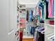 Walk-in closet with custom shelving, hanging storage, and bright lighting at 16631 Champions Ct, Clermont, FL 34711