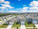 Expansive aerial view of the neighborhood with lush landscaping, blue skies and a lake in the distance at 1854 Juneberry St, Clermont, FL 34715
