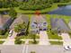 Aerial view of a home with well-kept landscaping backing onto a serene pond, offering privacy at 5161 Dove Tree St, Orlando, FL 32811