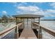 Wooden dock featuring a covered pavilion with beautiful lake views and waterfront living at 5430 Baytowne Pl, Oviedo, FL 32765