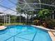 Sparkling screened-in pool, perfect for relaxation and entertainment, surrounded by lush greenery and ample space at 9491 Wickham Way, Orlando, FL 32836