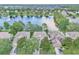 Stunning aerial view of homes backing onto a serene lake with lush landscaping and neighborhood charm at 1067 Chatham Break St, Orlando, FL 32828