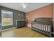 A charming Bedroom with a gray crib and changing table set against blush and gray walls at 2308 Donegan Pl, Orlando, FL 32826