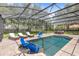Beautiful screened pool area with lounge chairs and outdoor dining, perfect for relaxation at 25537 High Hampton Cir, Sorrento, FL 32776