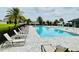 Community pool featuring lounge chairs and tables, surrounded by lush landscaping at 341 Switchgrass Loop, Minneola, FL 34715