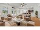 Living room featuring hardwood floors, stylish seating, and a view to the kitchen at 4200 Joslyn Ln, Lady Lake, FL 32159
