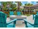 Charming outdoor fire pit with inviting blue Adirondack chairs, ideal for relaxing evenings at 5024 Shoreway Loop # 10106, Orlando, FL 32819