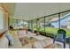 Relax on the comfortable seating of this screened-in porch, offering panoramic views of the beautiful neighborhood at 5929 Hatteras Dr, Port Orange, FL 32127
