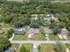 Wide aerial shot showcasing multiple homes in a lush, green neighborhood with mature trees at 7360 Canal Dr, Sanford, FL 32771