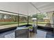 Screened patio overlooking a spacious, fenced backyard with lush landscaping at 7360 Canal Dr, Sanford, FL 32771